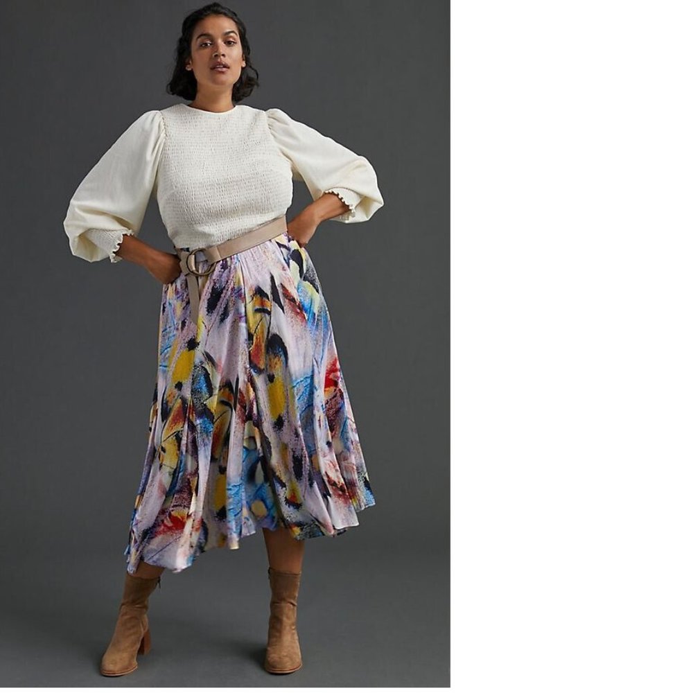 Anthropologie A-Line Midi Skirt new with tag size 0 - Picture 10 of 15